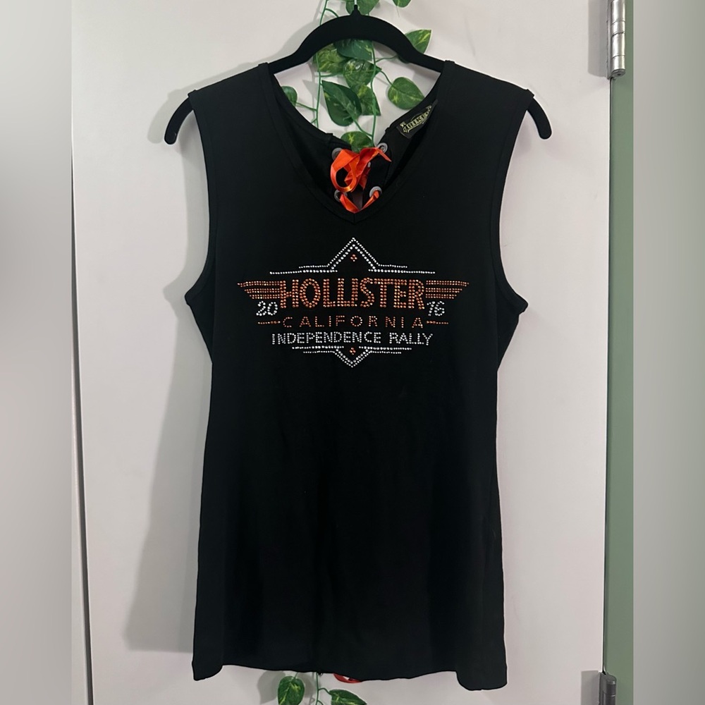 Rhinestone Biker Tank Top